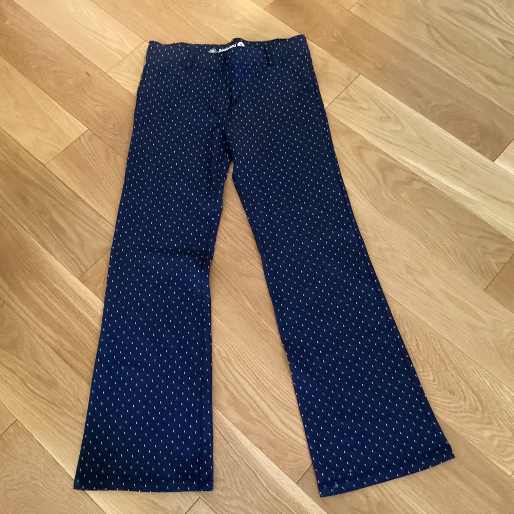 Betabrand medium petite Navy Blue and print wide leg comfy stretch pants
